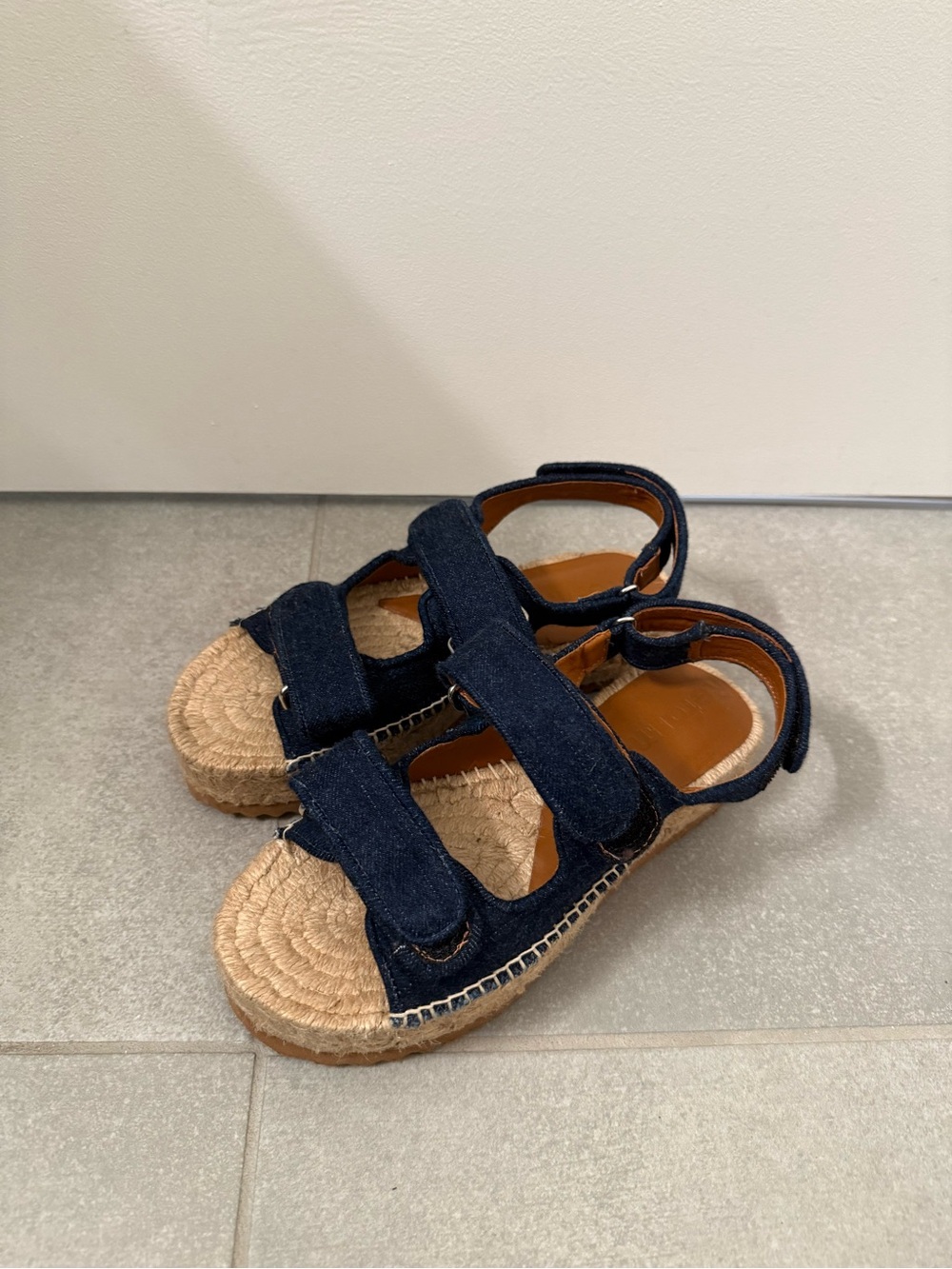 Reformation Size 5 Dark Blue Denim Espadrille Sandals
